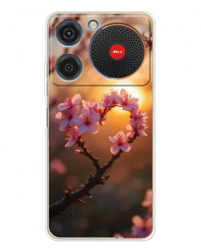 Чехол для ZTE Nubia Music с картинкой «Розовый цвет сердце на фоне заката»