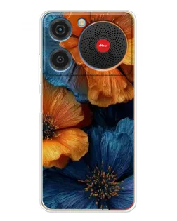 Чехол для ZTE Nubia Music с картинкой «Яркая сине-оранжевая флора»