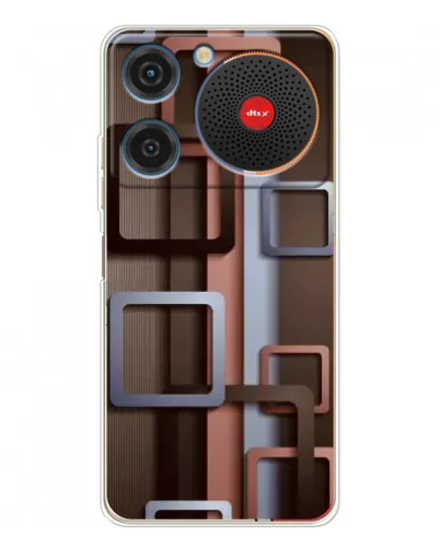 Чехол для ZTE Nubia Music с картинкой «Коричневые объемные квадраты»