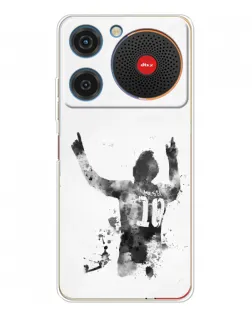 Чехол для ZTE Nubia Music с картинкой «Черно-белый силуэт Месси»
