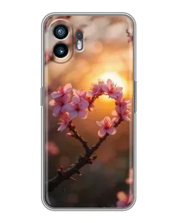 Чехол для ZTE Nubia Neo 2 5G с картинкой «Розовый цвет сердце на фоне заката»