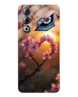 Чохол для ZTE Nubia Neo 3 GT з картинкою «Рожевий цвіт  сердечко на тлі заходу»