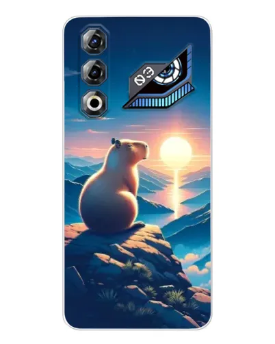 Чехол для ZTE Nubia Neo 3 GT с картинкой «Закат солнца с капибарой»