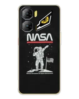 Чехол для ZTE Nubia Neo 3 с картинкой «NASA — шагаем по Луне»