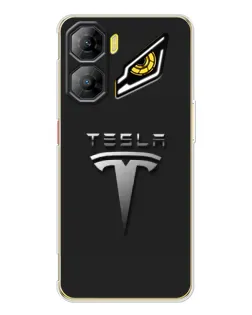 Чехол для ZTE Nubia Neo 3 с картинкой «Стальной логотип Tesla»