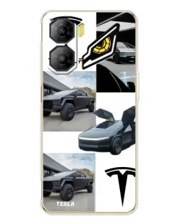 Чехол для ZTE Nubia Neo 3 с картинкой «Коллаж Cybertruck Tesla»