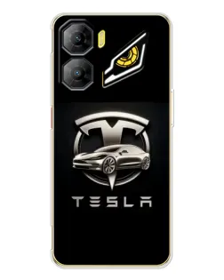 Чехол для ZTE Nubia Neo 3 с картинкой «Tesla — серебристое авто»