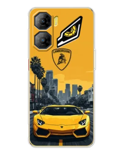 Чехол для ZTE Nubia Neo 3 с картинкой «Желтый Lamborghini город»