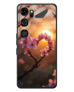 Чохол для ZTE Nubia Neo 5 GT 5G з картинкою «Рожевий цвіт  сердечко на тлі заходу»