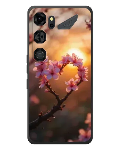 Чехол для ZTE Nubia Neo 5 GT 5G с картинкой «Розовый цвет сердце на фоне заката»