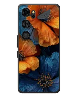 Чохол для ZTE Nubia Neo 5 GT 5G з картинкою «Яскрава синьо-помаранчева флора»