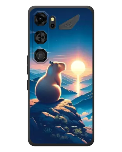 Чехол для ZTE Nubia Neo 5 GT 5G с картинкой «Закат солнца с капибарой»