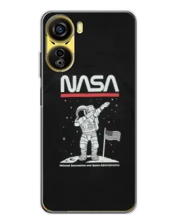 Чехол для ZTE Nubia Neo 5G с картинкой «NASA — шагаем по Луне»