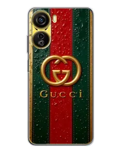 Чехол для ZTE Nubia Neo 5G с картинкой «Gucci — фирменная полоса и золото»