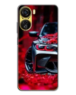 Чехол для ZTE Nubia Neo 5G с картинкой «Спортивная BMW и цветы»