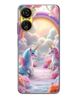 Чехол для ZTE Nubia Neo 5G с картинкой «Радуга и единороги»
