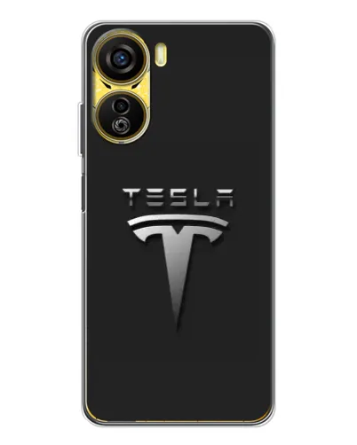 Чехол для ZTE Nubia Neo 5G с картинкой «Стальной логотип Tesla»