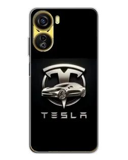 Чехол для ZTE Nubia Neo 5G с картинкой «Tesla — серебристое авто»
