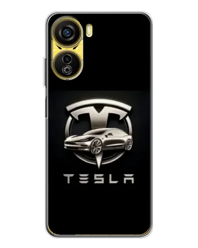 Чехол для ZTE Nubia Neo 5G с картинкой «Tesla — серебристое авто»