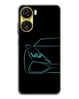 Чехол для ZTE Nubia Neo 5G с картинкой «Голубой силуэт Lamborghini»
