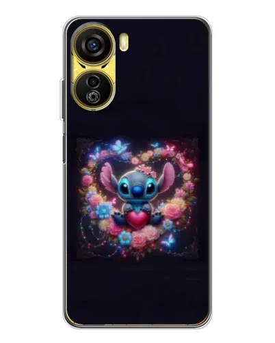 Чехол для ZTE Nubia Neo 5G с картинкой «Stitch в цветах»