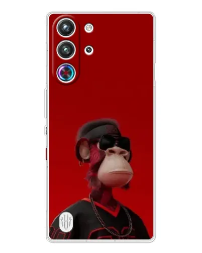 Чехол для ZTE Nubia RedMagic 10 Pro с картинкой «Bored Ape в красном»