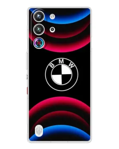Чехол для ZTE Nubia RedMagic 10 Pro с картинкой «Логотип BMW и неоновые дуги»