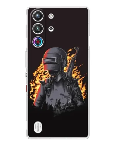 Чехол для ZTE Nubia RedMagic 10 Pro с картинкой «PUBG — огненный силуэт»