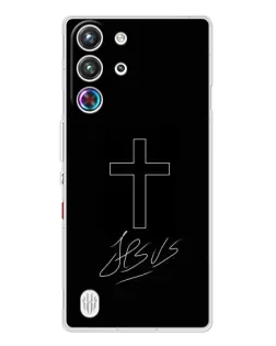 Чехол для ZTE Nubia RedMagic 10 Pro с картинкой «Графический крест Jesus»