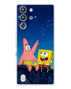 Чехол для ZTE Nubia RedMagic 10 Pro с картинкой «Губка Боб и Патрик ночью»