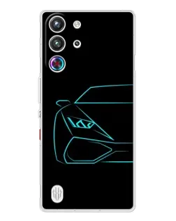 Чехол для ZTE Nubia RedMagic 10 Pro с картинкой «Голубой силуэт Lamborghini»