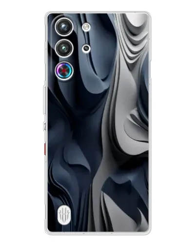 Чехол для ZTE Nubia RedMagic 10 Pro с картинкой «Объемные синие складки» Чехол для ZTE Nubia RedMagic 10 Pro с картинкой «Объемные синие складки»