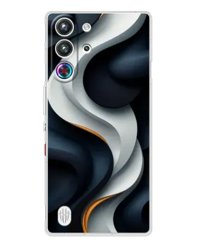 Чехол для ZTE Nubia RedMagic 10 Pro с картинкой «Объемные черно-белые ленты» Чехол для ZTE Nubia RedMagic 10 Pro с картинкой «Объемные черно-белые ленты»