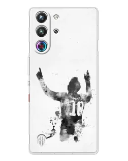 Чехол для ZTE Nubia RedMagic 10 Pro с картинкой «Черно-белый силуэт Месси»