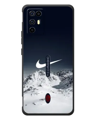 Чехол для ZTE Nubia RedMagic 6R с картинкой «Nike — зимние горы»