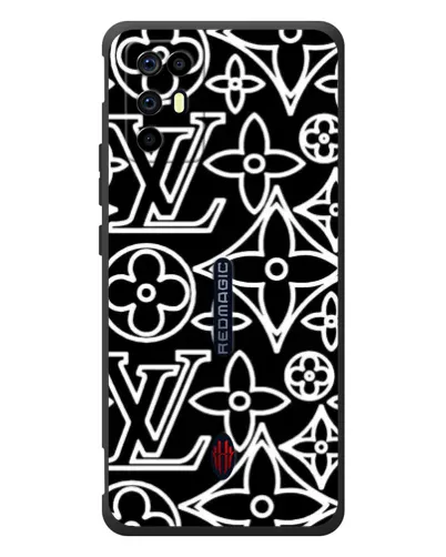 Чехол для ZTE Nubia RedMagic 6R с картинкой «Черно-белый узор LV»