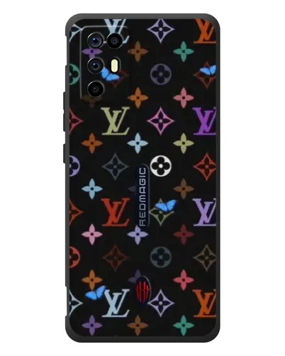 Чехол для ZTE Nubia RedMagic 6R с картинкой «Цветная монограмма LV»