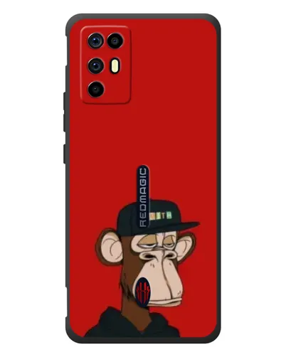 Чехол для ZTE Nubia RedMagic 6R с картинкой «Bored Ape — красный фон»