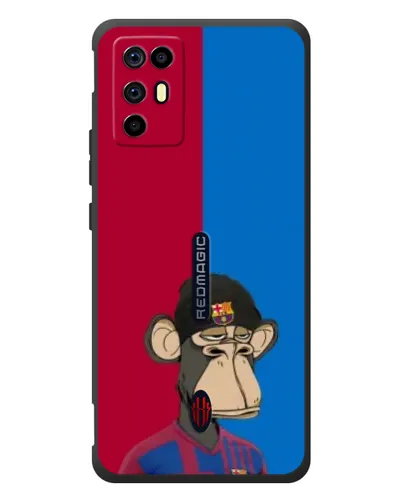 Чехол для ZTE Nubia RedMagic 6R с картинкой «Bored Ape — фанат Барсы»