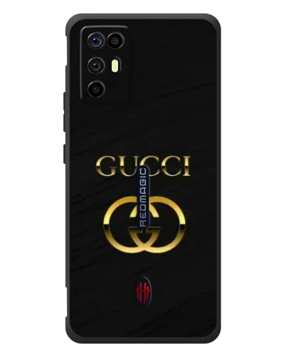 Чехол для ZTE Nubia RedMagic 6R с картинкой «Золотой логотип Gucci»