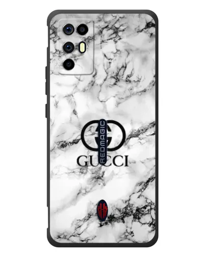 Чехол для ZTE Nubia RedMagic 6R с картинкой «Gucci — мраморный шик»
