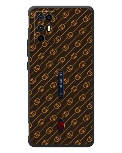 Чехол для ZTE Nubia RedMagic 6R с картинкой «Gucci — золотые диагонали»