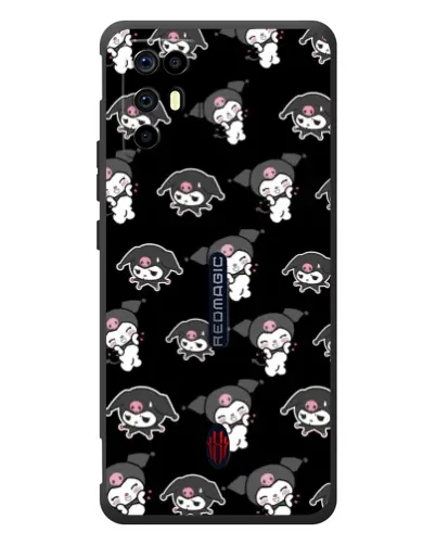 Чехол для ZTE Nubia RedMagic 6R с картинкой «Черный паттерн Kuromi»
