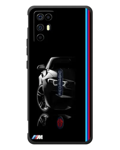 Чехол для ZTE Nubia RedMagic 6R с картинкой «Силуэт BMW в темноте»