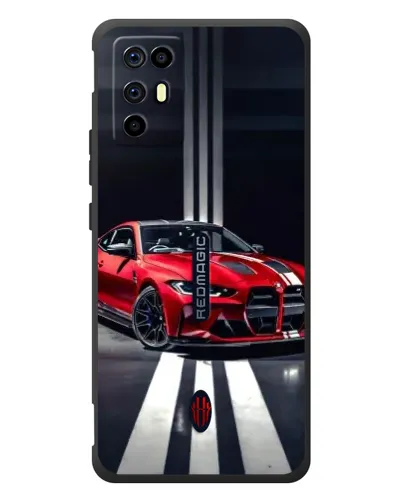 Чехол для ZTE Nubia RedMagic 6R с картинкой «Красная BMW на дороге»