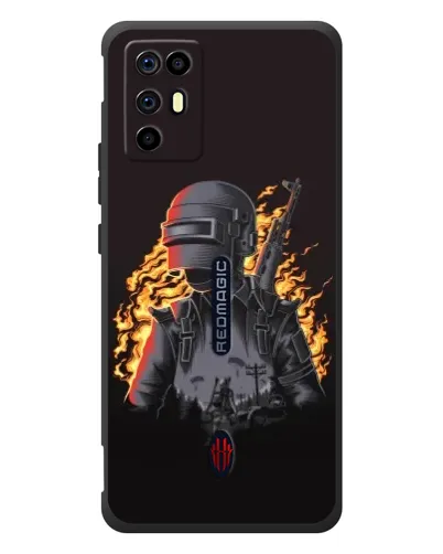 Чехол для ZTE Nubia RedMagic 6R с картинкой «PUBG — огненный силуэт»