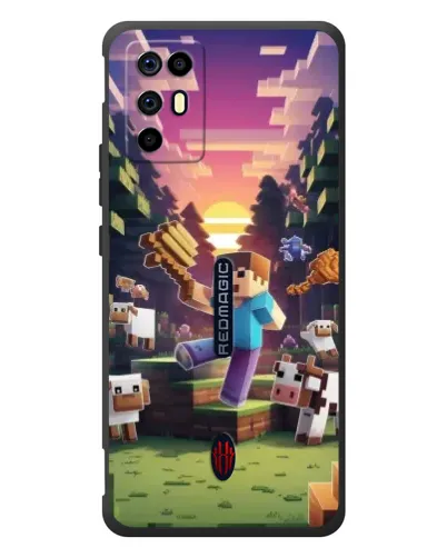 Чехол для ZTE Nubia RedMagic 6R с картинкой «Стив на ферме»