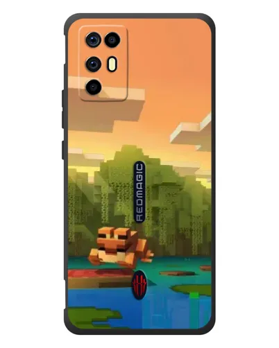 Чехол для ZTE Nubia RedMagic 6R с картинкой «Майнкрафт закат солнца»