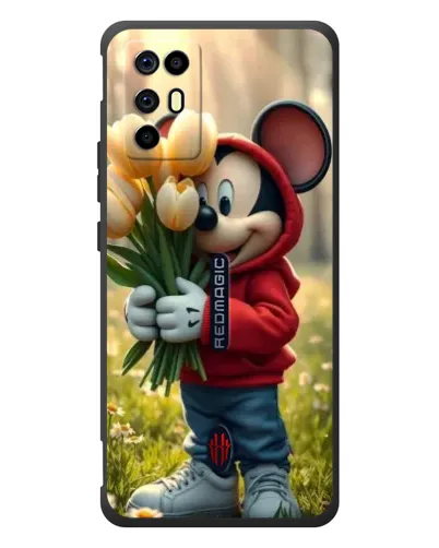 Чехол для ZTE Nubia RedMagic 6R с картинкой «Микки с тюльпанами»