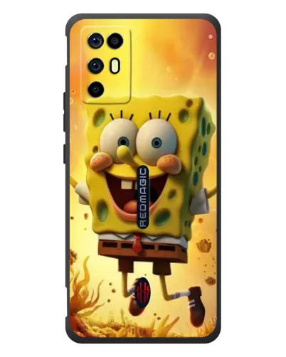 Чехол для ZTE Nubia RedMagic 6R с картинкой «Губка Боб прыгает»
